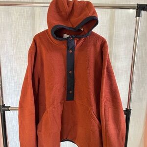 The North Face Men XXL Carbondale Burnt Orange Fleece Hoodie 1/4 Snap